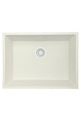 GraniteMy Universal granitový bílý dřez 55x40 cm bílý, montáž na pracovní desku, montáž pod desku a montáž do roviny s bílou zátkou 1208967153