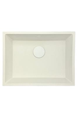 GraniteMy Universal granitový bílý dřez 55x40 cm bílý, montáž na pracovní desku, montáž pod desku a montáž do roviny s bílou zátkou 1208967153