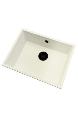GraniteMy Universal granitový bílý dřez 55x40 cm bílý na desku, pod desku a do roviny s černou zátkou 1208967154
