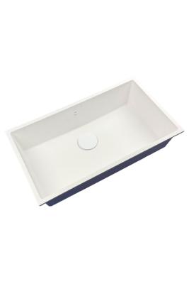 GraniteMy Universal granitový velký bílý dřez 74x40 cm bílý pro horní, spodní a plochou montáž s bílou zátkou 1208967160