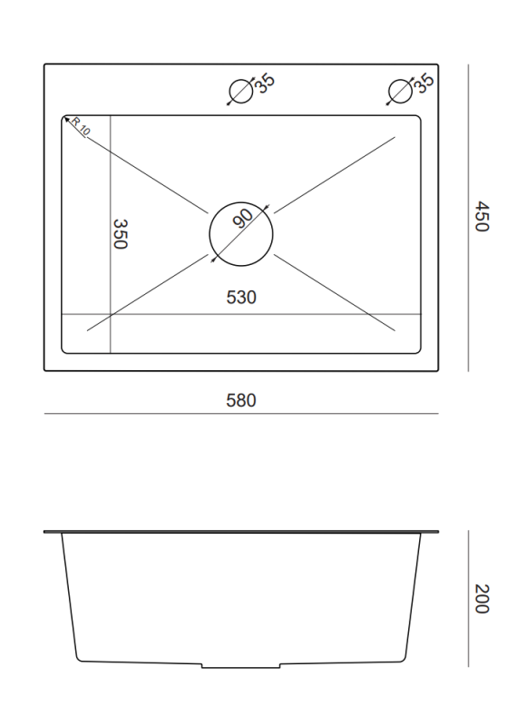 Quadri Dixton 60 černý PVD Nano nerezový dřez 580x450 mm s otvorem pro baterii a příslušenstvím 1208967195