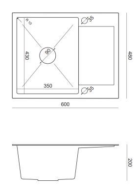 Quadri Dixton 80 Nerezový dřez 600x480 mm s odkapávačem oboustranný 1208967196