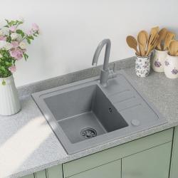 Quadri Sligo 60 šedý žulový dřez set 55x44 cm s odkapávací plochou včetně kohoutku 1208967200