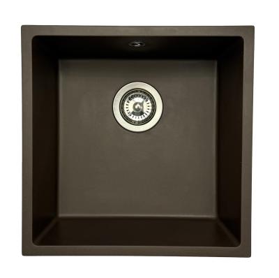 GraniteMy Universal žulový kuchyňský dřez 40x40 cm montáž na desku, pod desku a do roviny s nerezovou zátkou 1208967212