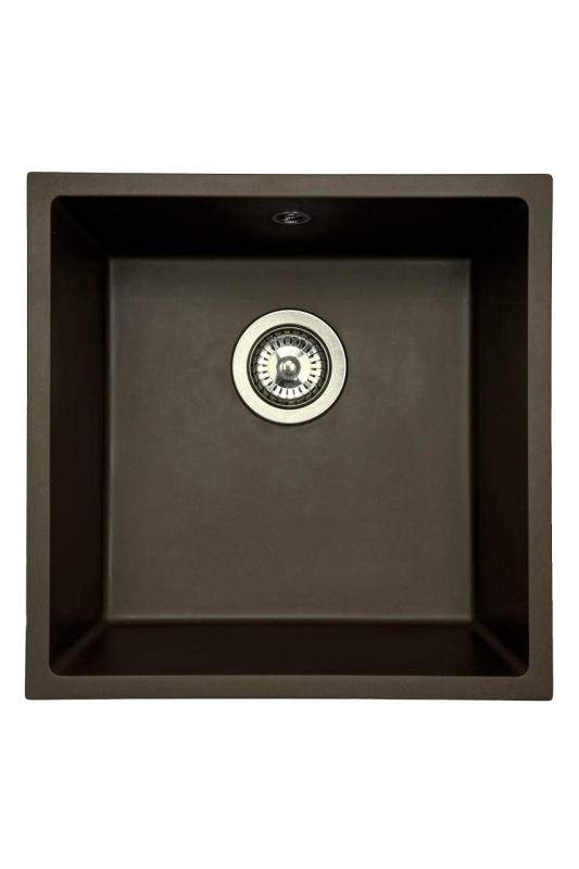 GraniteMy Universal žulový kuchyňský dřez 40x40 cm montáž na desku, pod desku a do roviny s nerezovou zátkou 1208967212