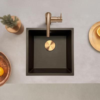GraniteMy Universal granitový kuchyňský dřez 40x40 cm pro montáž na povrch, pod povrch a do roviny s měděnou zátkou 1208967217