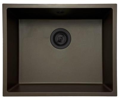 GraniteMy Universal žulový kuchyňský dřez 50x40 cm montáž na pracovní desku, do pracovní desky a do roviny s černou zátkou 1208967228