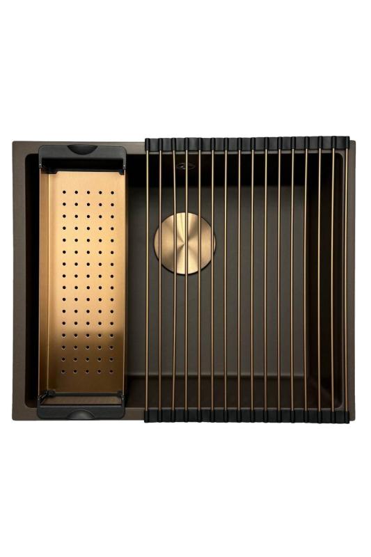 GraniteMy Universele granieten cafésink 50x40 cm opbouw, podstavba a úroveň instalace s měděnou zátkou 1208967229