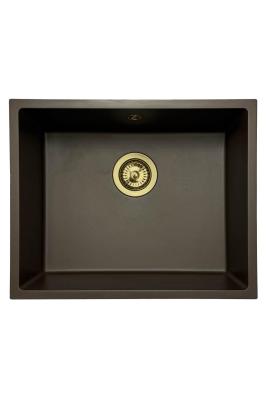 GraniteMy Universele granieten café spoelbak 50x40 cm opbouw, onderbouw en vlakbouw met gout plug 1208967230