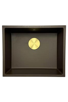 GraniteMy Universele granieten café spoelbak 50x40 cm opbouw, onderbouw en vlakbouw met gout plug 1208967230