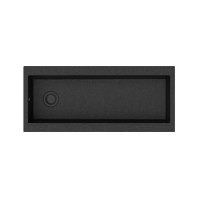 GraniteMy Trog žulový velmi velký černý dřez 116x50 cm černý montážní s otvorem pro baterii s černou zátkou 1208967237