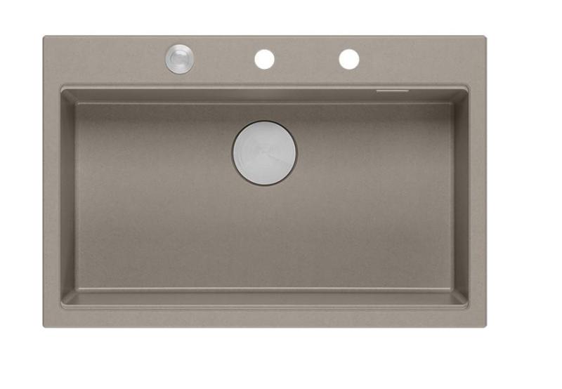 Quadri Hard Rock taupe žulový vestavěný dřez 76x50 cm včetně nerezové zátky a příslušenství 1208967270