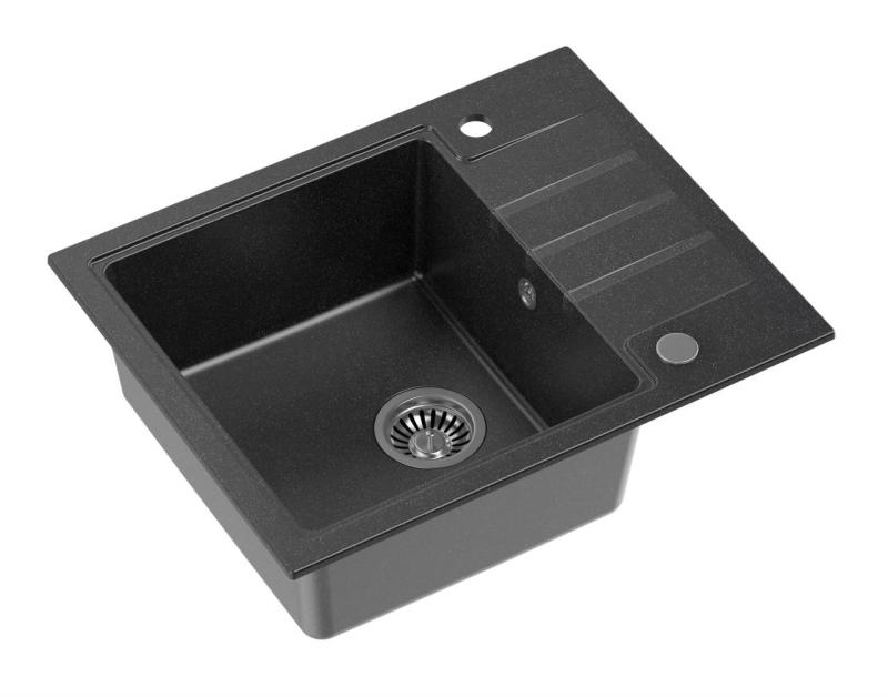 Quadri Cardigan antracitový žulový vestavný dřez s odkapávací plochou, oboustranný, 62x50cm 1208967391.