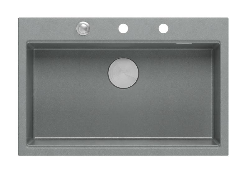 Quadri Hard Rock šedý žulový dřez 76x50 cm včetně nerezové zátky a příslušenství 1208967430
