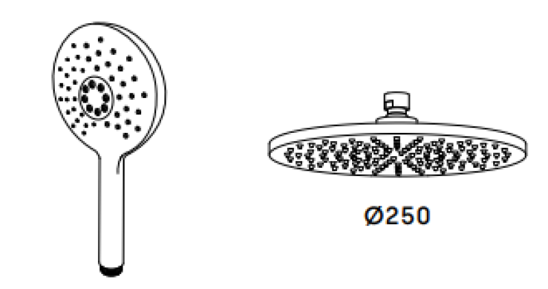 Waterevolution Flow sprchová kombinace s dešťovou sprchou matná černá 250 mm T141NR25PR