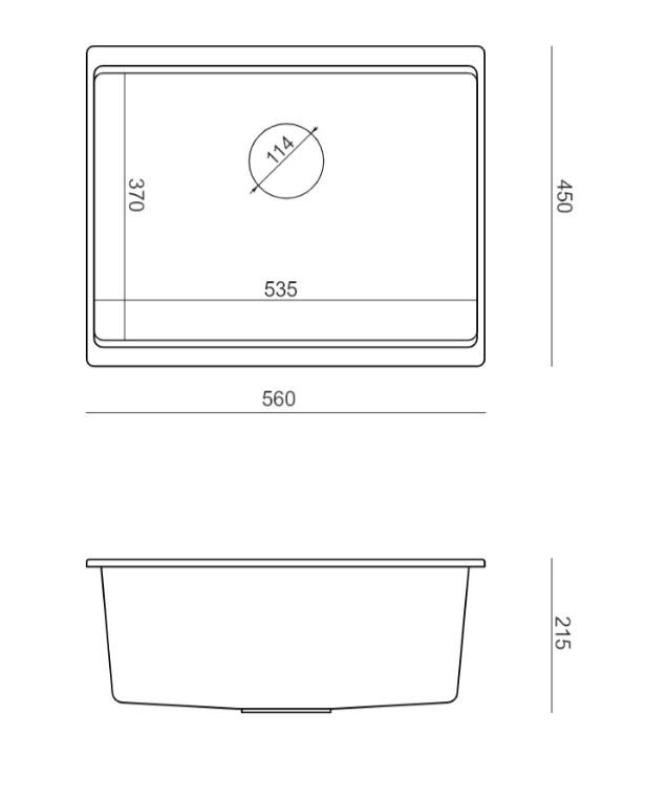 Quadri Newport II bílý žulový spodní dřez bílý 560x450mm s měděnou zátkou 1208967452