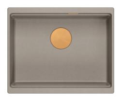 Quadri Newport II žulový podstavný taupe dřez 560x450mm s měděnou zátkou a odtokovou krytkou 1208967455