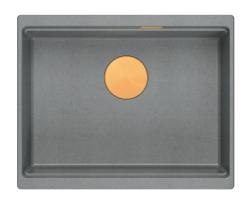 Quadri Newport II žulový podstavný šedý dřez 560x450mm s měděnou zátkou a odtokovým víčkem 1208967458