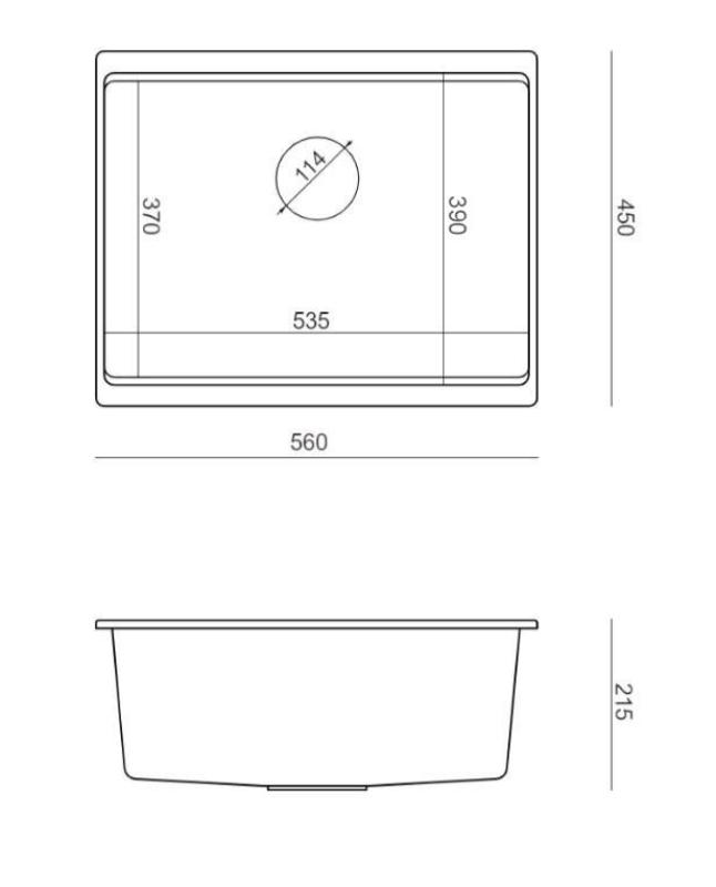 Quadri Newport II žulový podstavný antracitový dřez 560x450mm se zlatou zátkou a odtokovou krytkou 1208967460