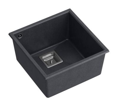 Quadri Quadrangle antracitový granitový dřez pod pracovní desku 42x42 cm s nerezovým uzávěrem 1208967486