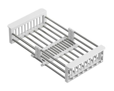 Quadri Univerzální vysouvací zásuvka, zásuvný košík nebo košík na zbytky z nerezové oceli s bílými rukojeťmi, šířka 225mm 1208967542