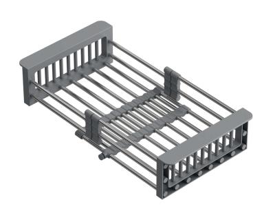 Quadri Univerzální výsuvný zásobník, vkládací košík nebo košík na zbytky, nerezová ocel s šedými rukojeťmi, šířka 225 mm, 1208967543
