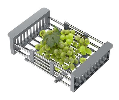 Quadri Univerzální výsuvný zásobník, vkládací košík nebo košík na zbytky, nerezová ocel s šedými rukojeťmi, šířka 225 mm, 1208967543
