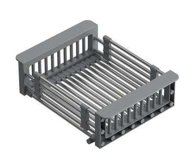 Quadri Univerzální výsuvný zásobník, vkládací košík nebo košík na zbytky, nerezová ocel s šedými rukojeťmi, šířka 225 mm, 1208967543
