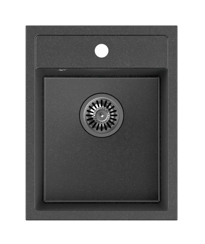 Quadri Londýn žula antracitový dřez 39x50cm s otvorem pro baterii povrchová úprava 1208967584