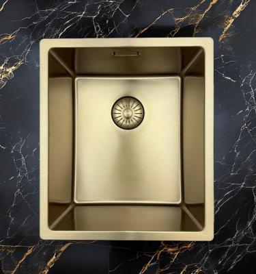 Pure.Sink Prestige dřez 34x40 cm PVD Zlatý 10mm radius spodní montáž, rovná montáž a horní montáž PPG3440-60