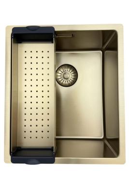 Pure.Sink Prestige dřez 34x40 cm PVD Zlatý 10mm radius spodní montáž, rovná montáž a horní montáž PPG3440-60