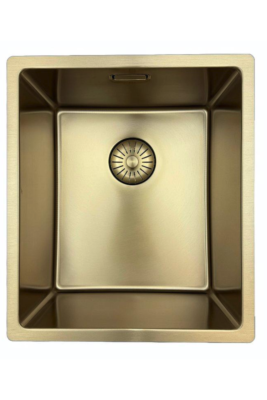 Pure.Sink Prestige dřez 34x40 cm PVD Zlatý 10mm radius spodní montáž, rovná montáž a horní montáž PPG3440-60