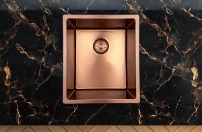 Pure.Sink Prestige dřez 34x40 cm PVD Měď 10mm radius pro spodní montáž, plochou montáž a horní montáž PPG3440-62.