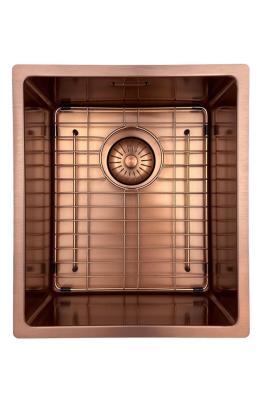 Pure.Sink Prestige dřez 34x40 cm PVD Měď 10mm radius pro spodní montáž, plochou montáž a horní montáž PPG3440-62.