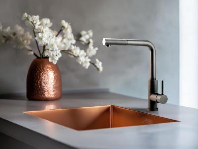 Pure.Sink Prestige dřez 34x40 cm PVD Měď 10mm radius pro spodní montáž, plochou montáž a horní montáž PPG3440-62.