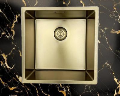 Pure.Sink Prestige dřez 40x40 cm PVD Zlato 10mm radius podstavba, rovná montáž a vestavba PPG4040-60.