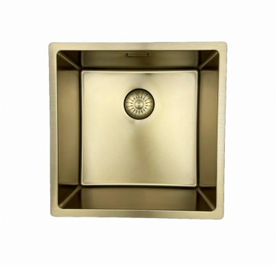 Pure.Sink Prestige dřez 40x40 cm PVD Zlato 10mm radius podstavba, rovná montáž a vestavba PPG4040-60.