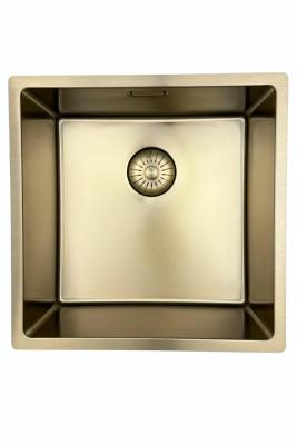 Pure.Sink Prestige dřez 40x40 cm PVD Zlato 10mm radius podstavba, rovná montáž a vestavba PPG4040-60.