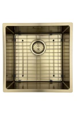 Pure.Sink Prestige dřez 40x40 cm PVD Zlato 10mm radius podstavba, rovná montáž a vestavba PPG4040-60.