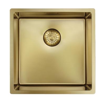 Pure.Sink Prestige dřez 40x40 cm PVD Zlato 10mm radius podstavba, rovná montáž a vestavba PPG4040-60.