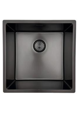 Pure.Sink Prestige dřez 40x40 cm PVD Gun Metal 10mm radius spodní montáž, plochá montáž a horní montáž PPG4040-61.