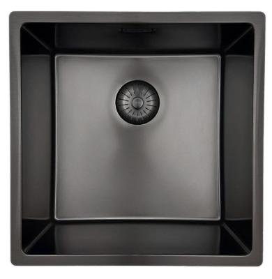Pure.Sink Prestige dřez 40x40 cm PVD Gun Metal 10mm radius spodní montáž, plochá montáž a horní montáž PPG4040-61.