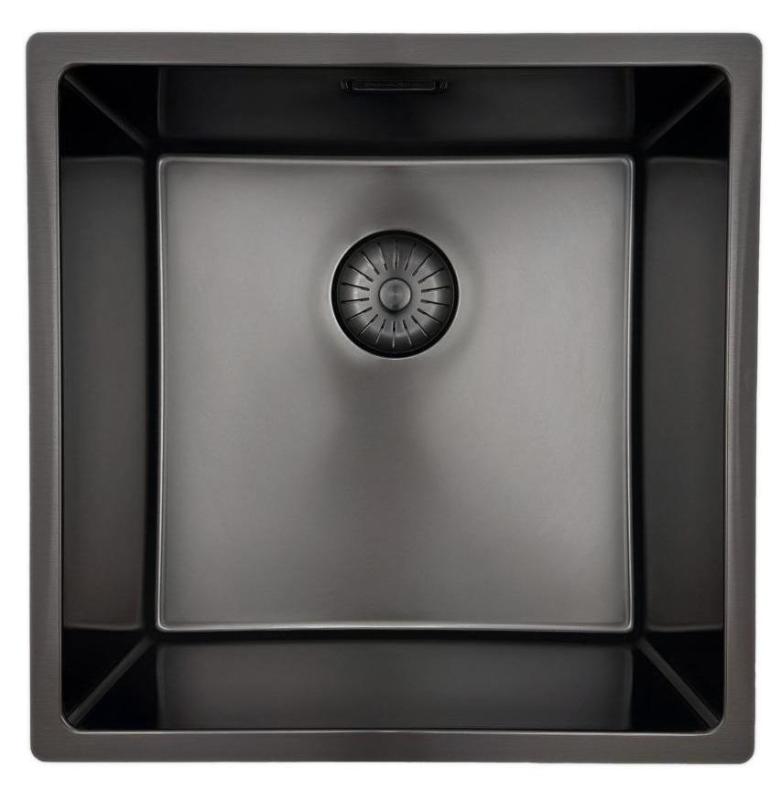 Pure.Sink Prestige dřez 40x40 cm PVD Gun Metal 10mm radius spodní montáž, plochá montáž a horní montáž PPG4040-61.