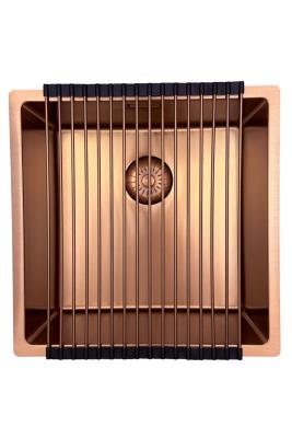 Pure.Sink Prestige dřez 40x40 cm PVD Měď 10mm radius spodní montáž, plochá montáž a nástavbová montáž PPG4040-62