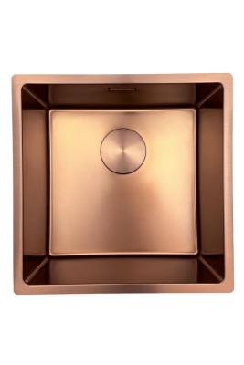 Pure.Sink Prestige dřez 40x40 cm PVD Měď 10mm radius spodní montáž, plochá montáž a nástavbová montáž PPG4040-62