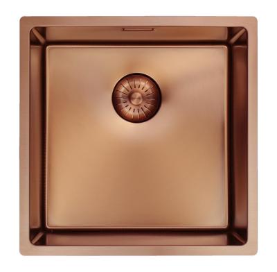 Pure.Sink Prestige dřez 40x40 cm PVD Měď 10mm radius spodní montáž, plochá montáž a nástavbová montáž PPG4040-62