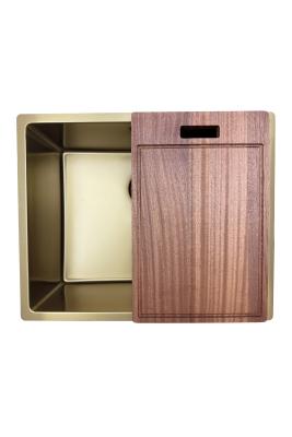 Pure.Sink Prestige dřez 50x40 cm PVD zlato 10mm radius pro spodní montáž, plochou montáž a horní montáž PPG5040-60
