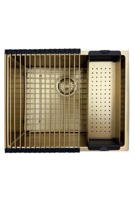 Pure.Sink Prestige dřez 50x40 cm PVD zlato 10mm radius pro spodní montáž, plochou montáž a horní montáž PPG5040-60