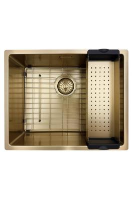 Pure.Sink Prestige dřez 50x40 cm PVD zlato 10mm radius pro spodní montáž, plochou montáž a horní montáž PPG5040-60