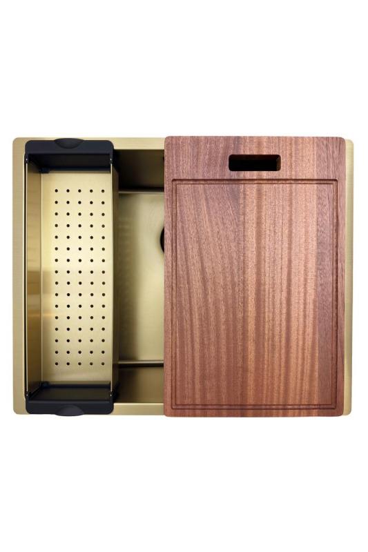 Pure.Sink Prestige dřez 50x40 cm PVD zlato 10mm radius pro spodní montáž, plochou montáž a horní montáž PPG5040-60